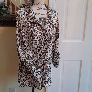 Animal print drawstring big shirt XL